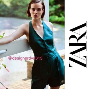 🎉SALE🎉Zara Linen Halter Jumpsuit Sz small